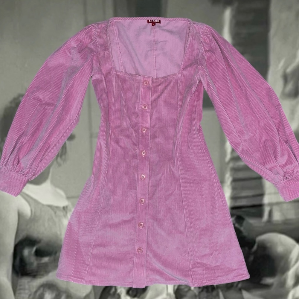 STAUD 🌸 Chandler Corduroy Dress 🌸 Dusty Rose Pink